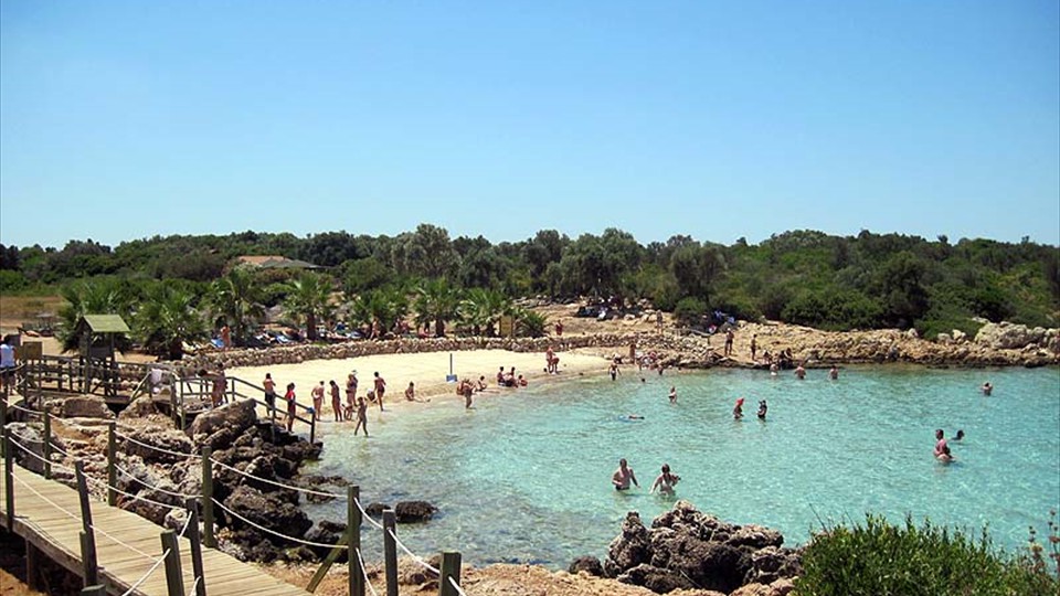 First view of the famous Cleopatra's Beach as you follow the guided path from the harbour on Sedir Island