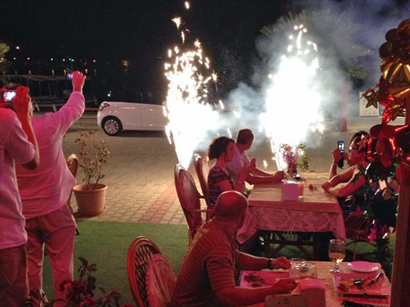 Celebration fireworks provided by Ali the owner of &Ccedil;ardak Restaurant after our lovely meal