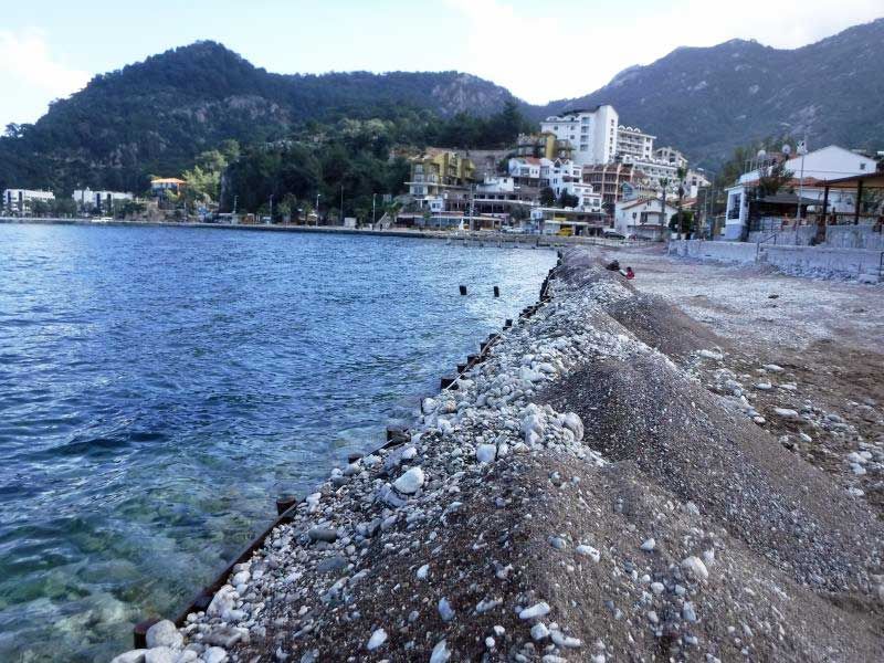 Timber has been used to extend the beach